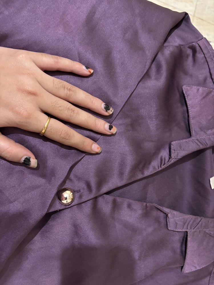 Silky Purple Button-Down Top