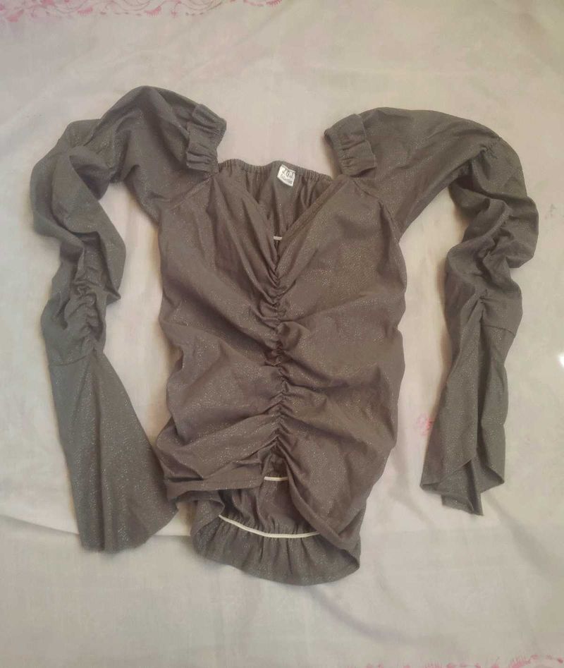 Gray Long Sleeve Top