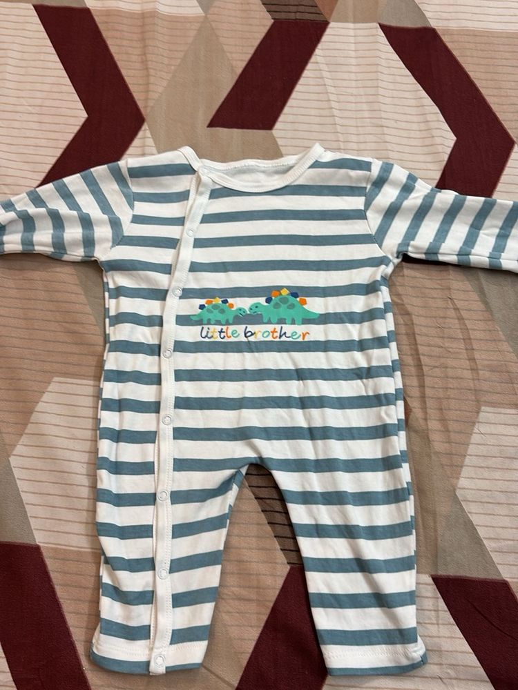 Striped &#39;Little Brother&#39; Onesie