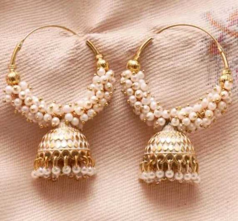 5 Pair Of Pearl Jhumka Earrings