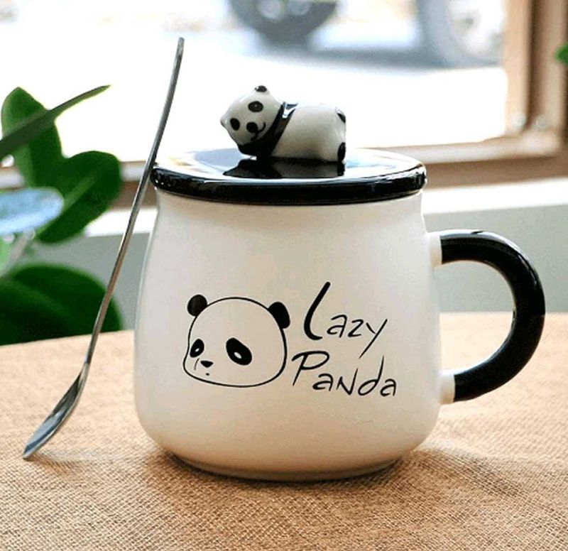 Panda Mug with Lid &amp; Spoon