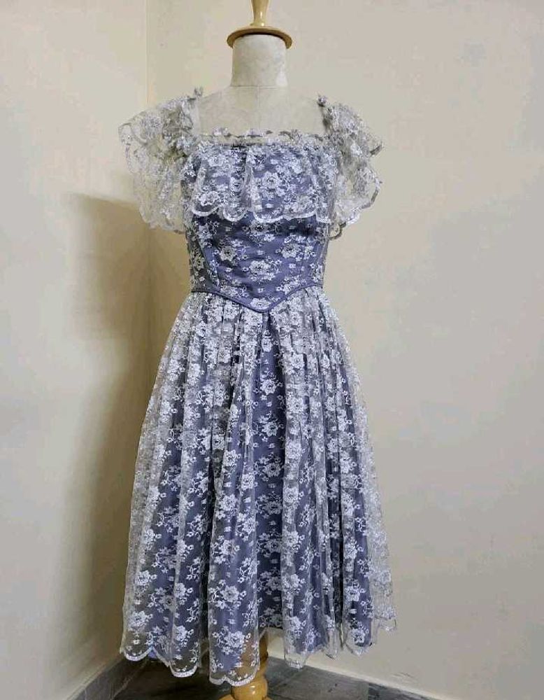 Lace Overlay Midi Dress
