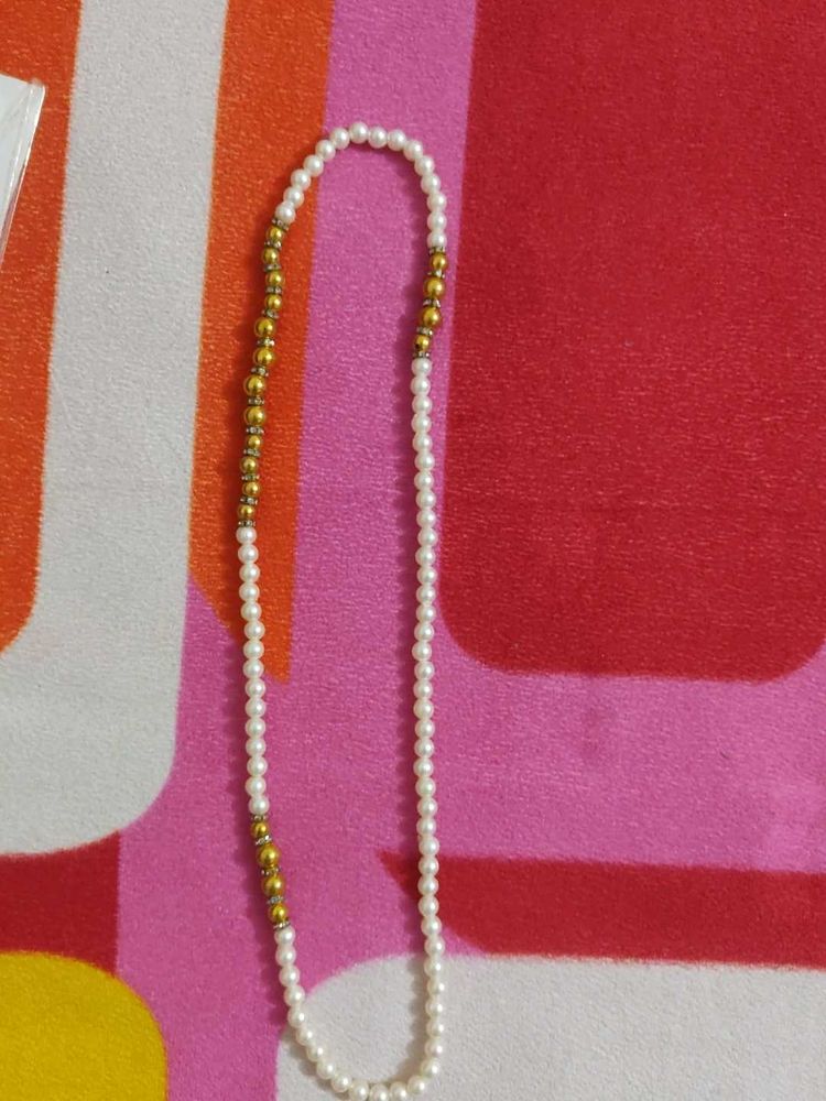 Pearl &amp; Gold Beaded Necklace