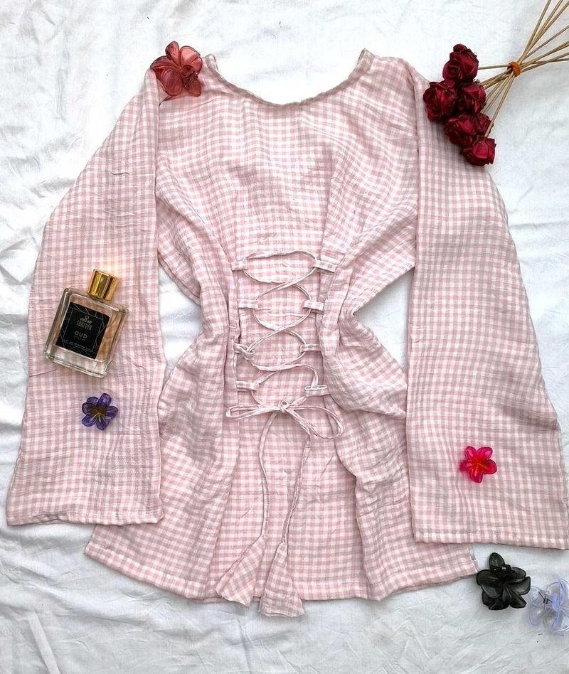 Gingham corset back kurti🌷