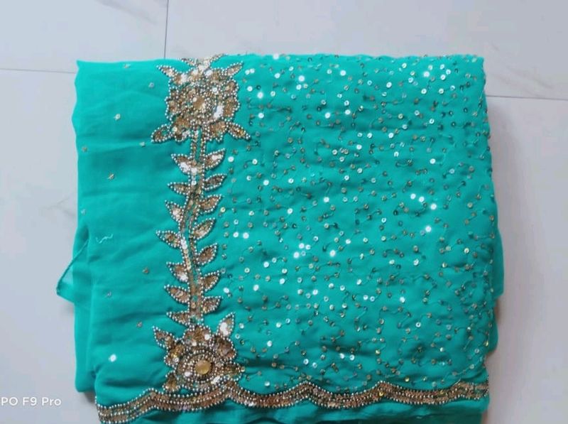 Beautiful Cyan Coloured Saree.💙