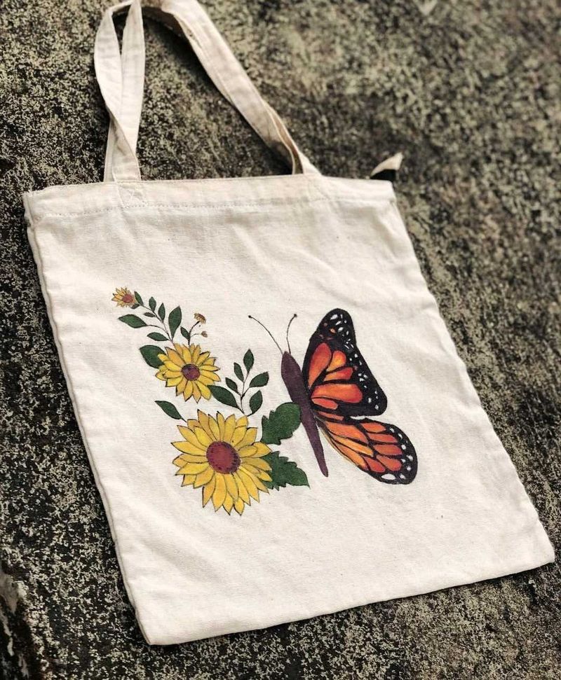 Butterfly &amp; Sunflower Tote Bag