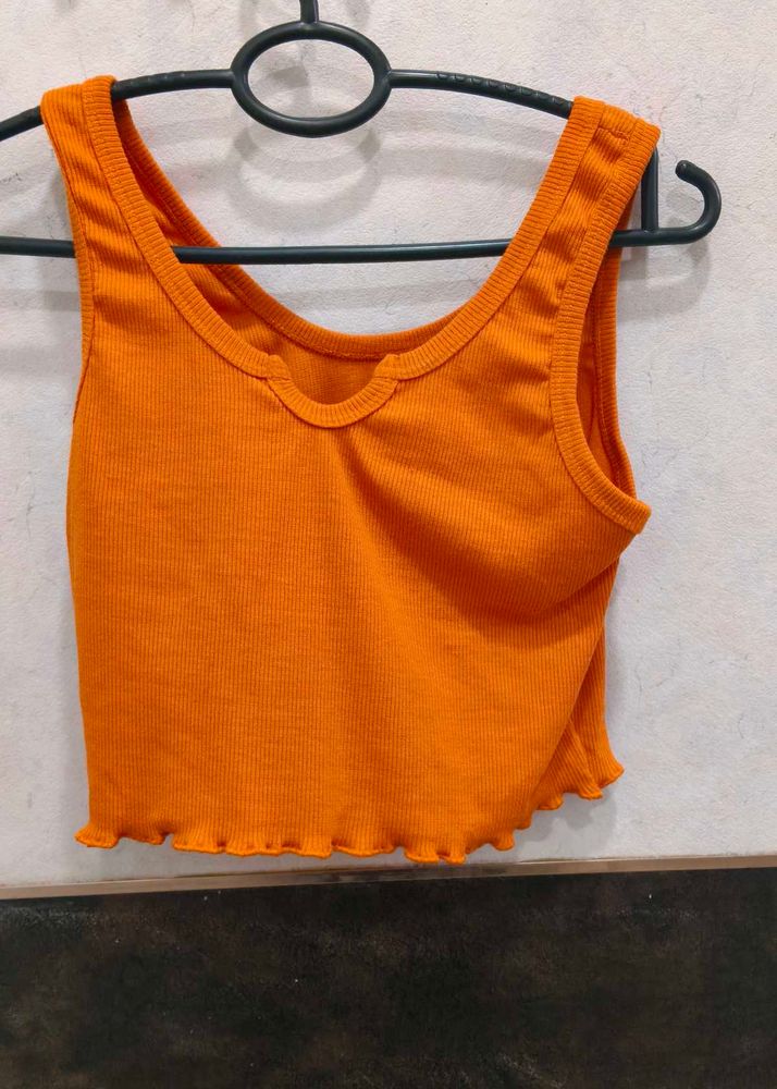 Orange Ribbed Tank Top