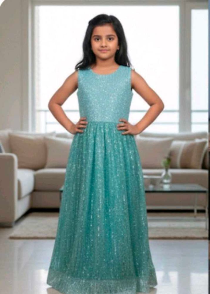 Girls' Elegant Blue Party Dress