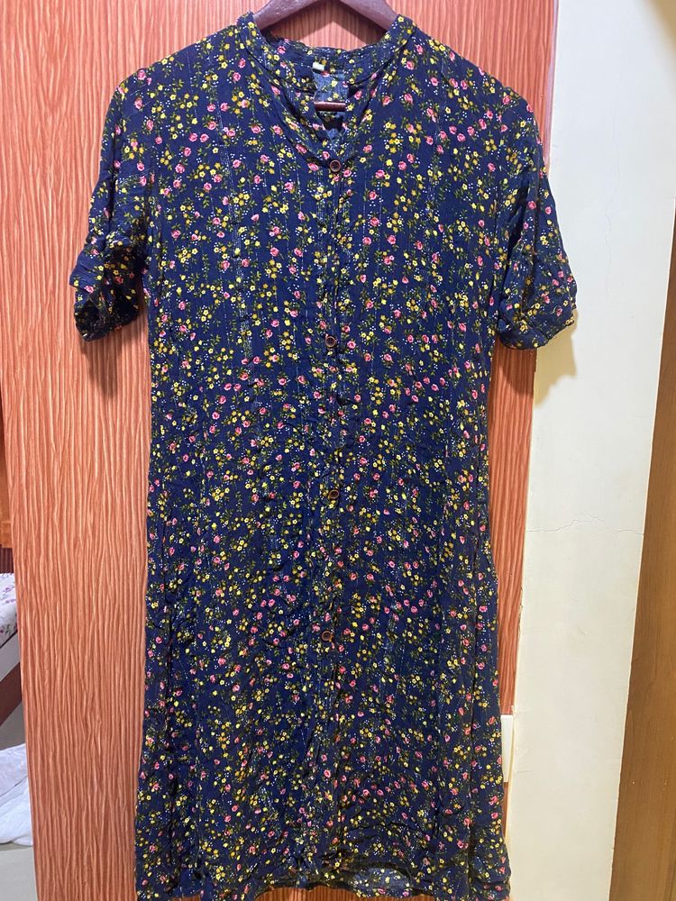 Women Navy Blue Stretchable Kurta
