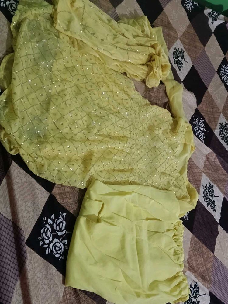 Yellow Embellished Salwar Kameez Set