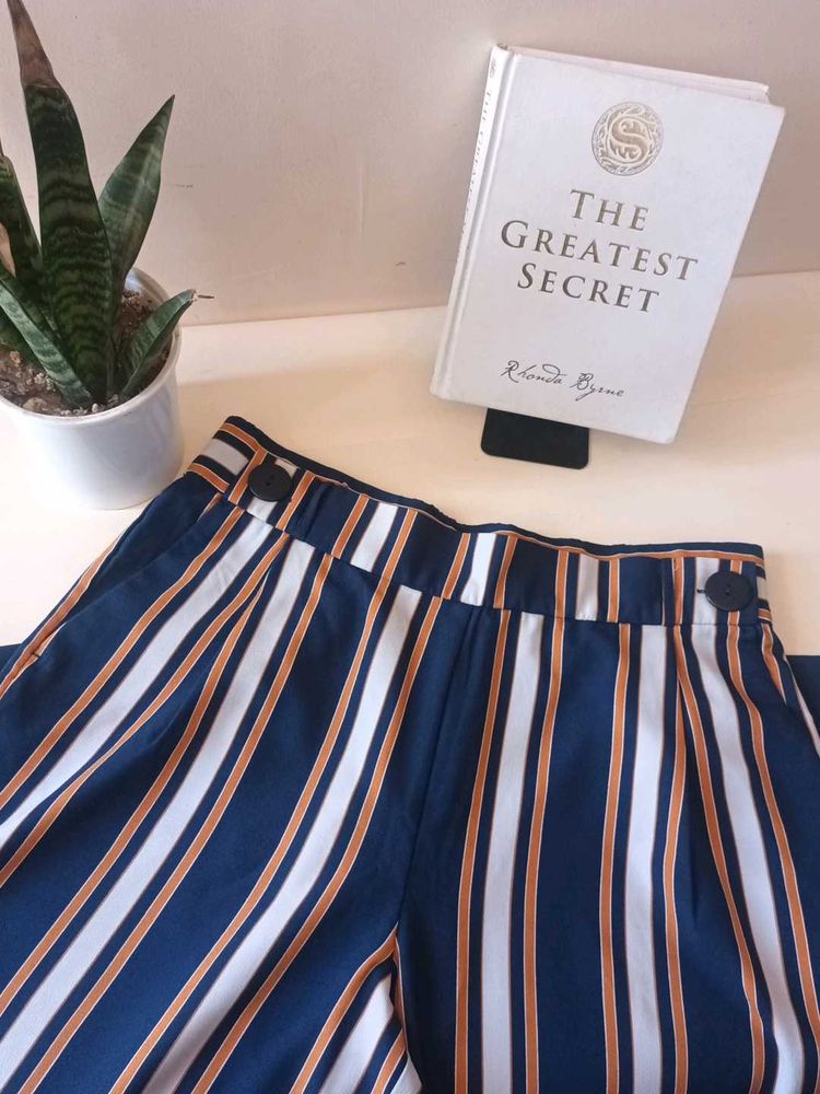 NAVY BLUE Wide Leg STRIPED PANTS