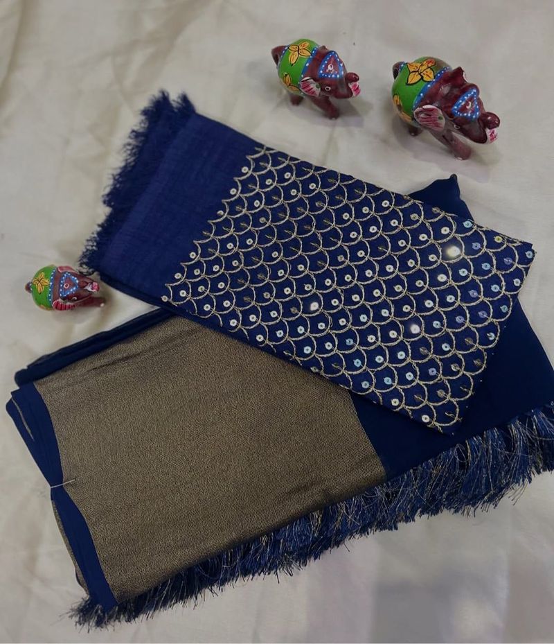 Elegant Blue Embellished Saree