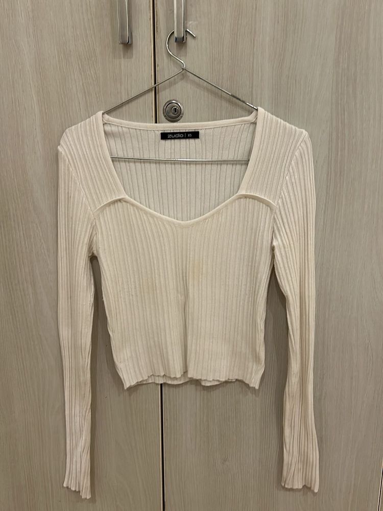 Heart Neckline Zudio White Top