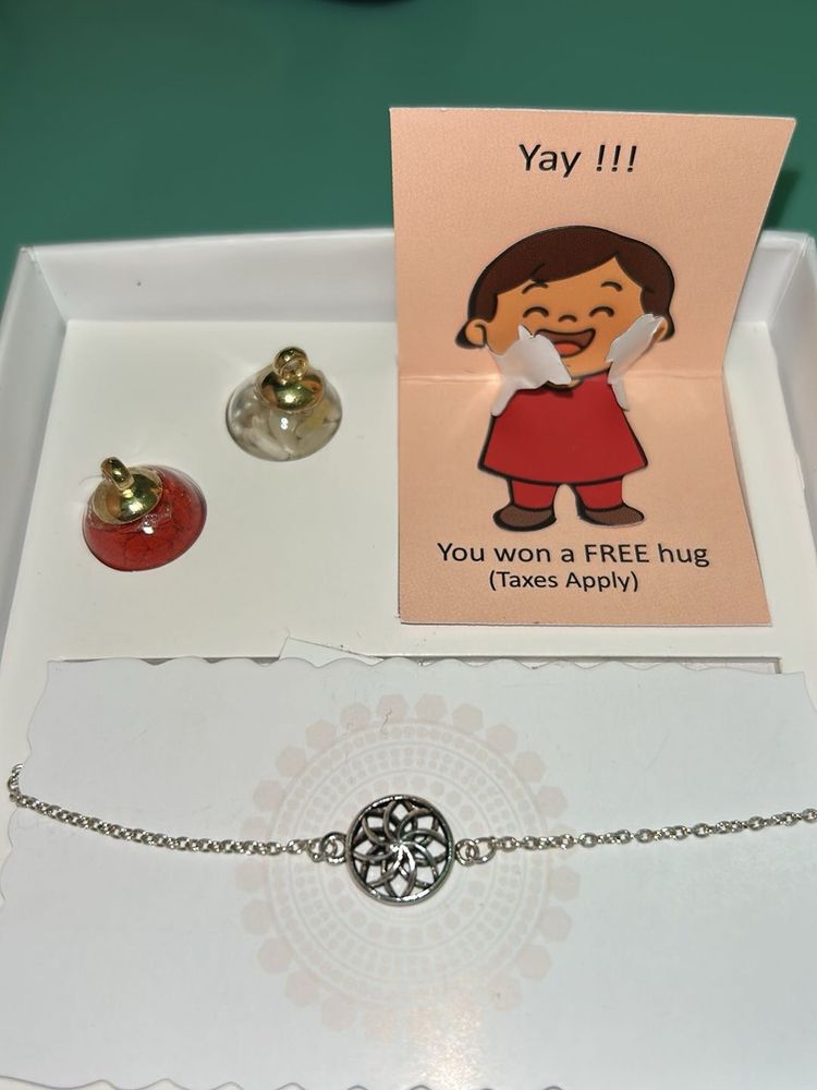 Silver Floral Bracelet With Raksha Bandhan Packing