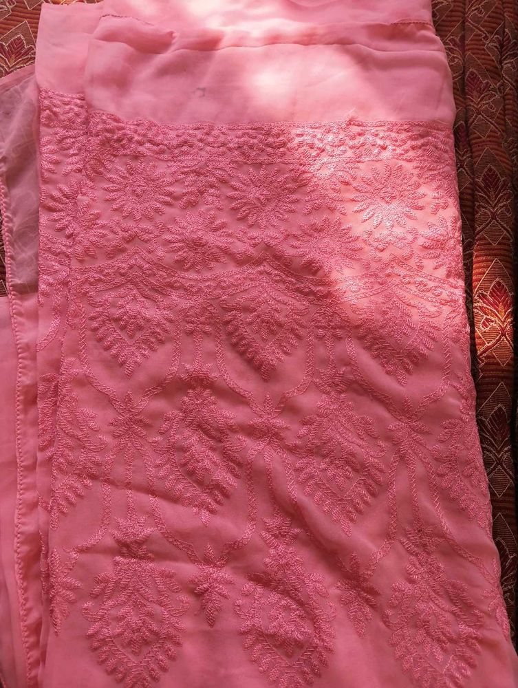 Peach Embroidered saree