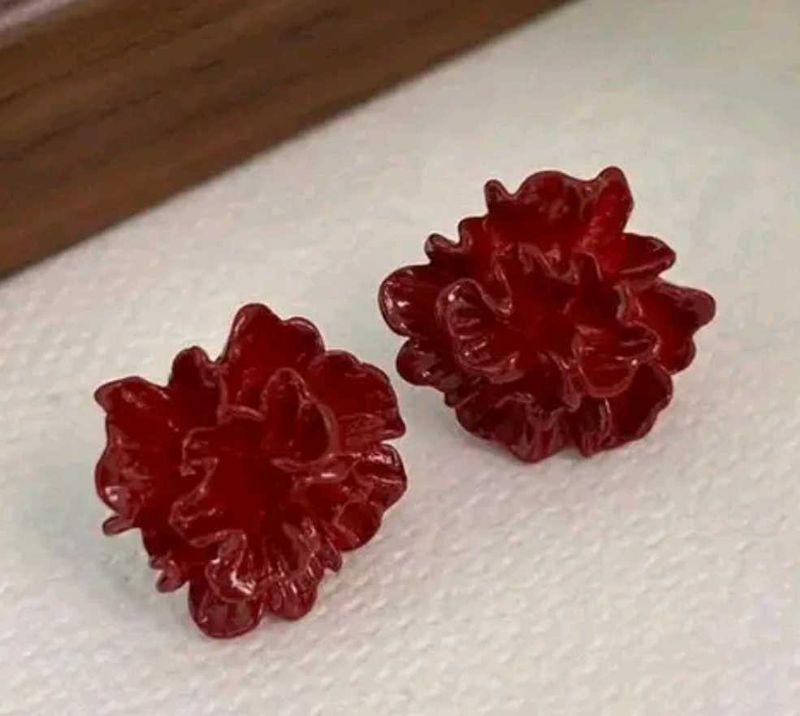 Red Flower Earrings