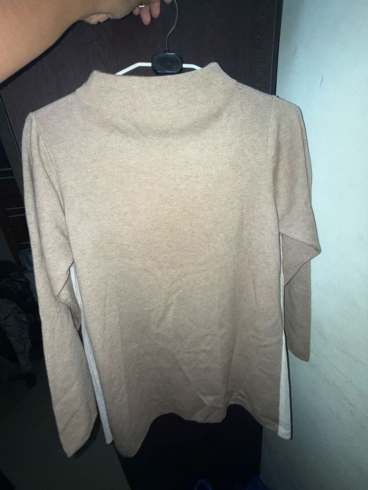 Elegant Beige Knit Turtleneck