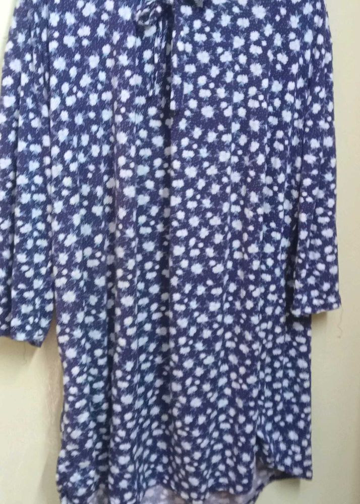 Patterned Top with Tie Neck