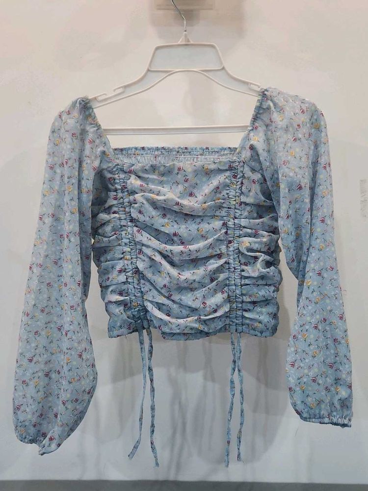 Floral Ruched Crop Top