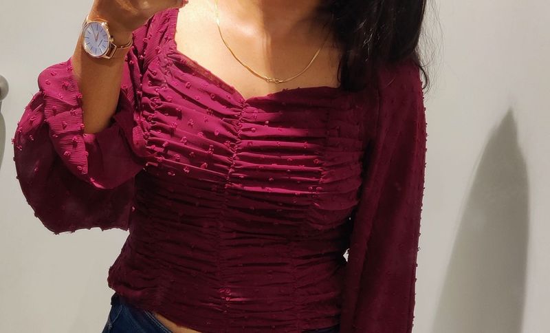 Burgundy Long Sleeve Top