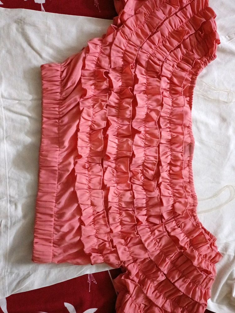 Cute Pink Off shoulder  Crop Top
