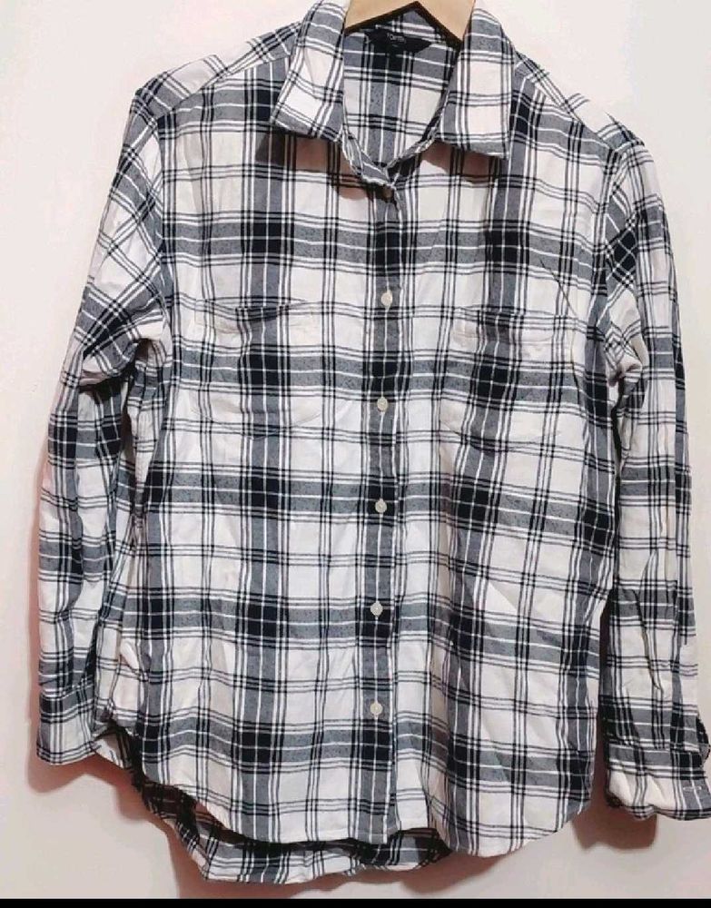 Black &amp; White Check Print Shirt For 42 Bust