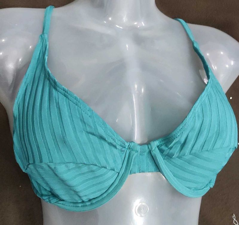 Teal Ribbed Bikini Top 🖤