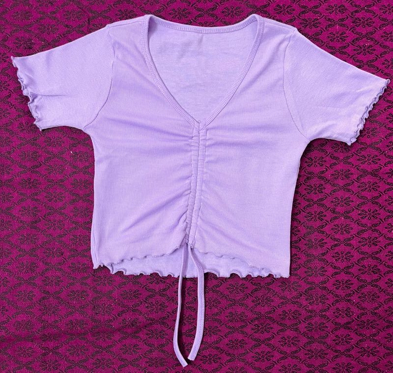 lavender drawstring crop top small