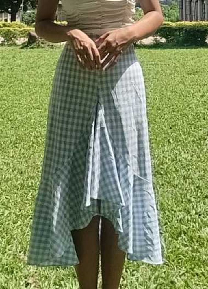 Gingham Ruffle Hem Skirt
