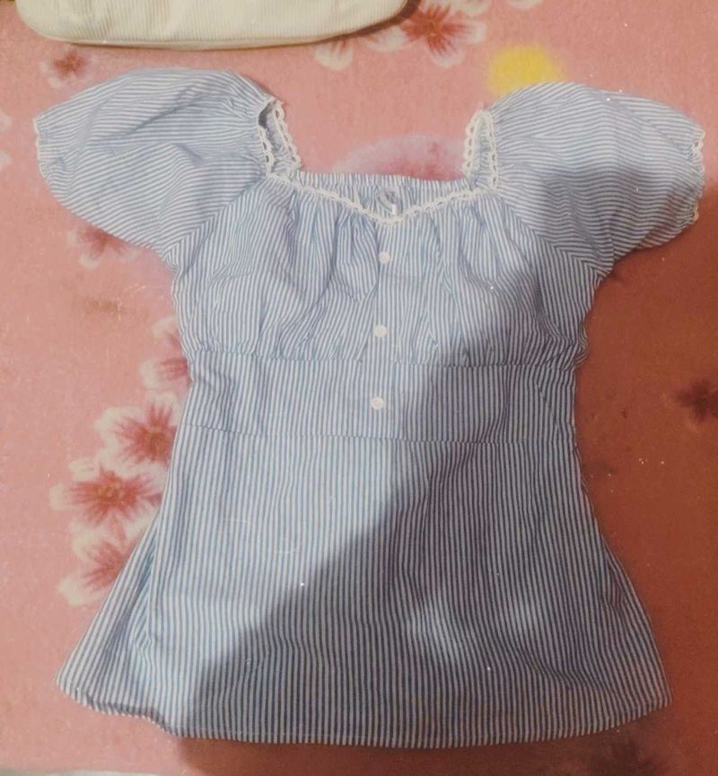 Striped Puff Sleeve Top