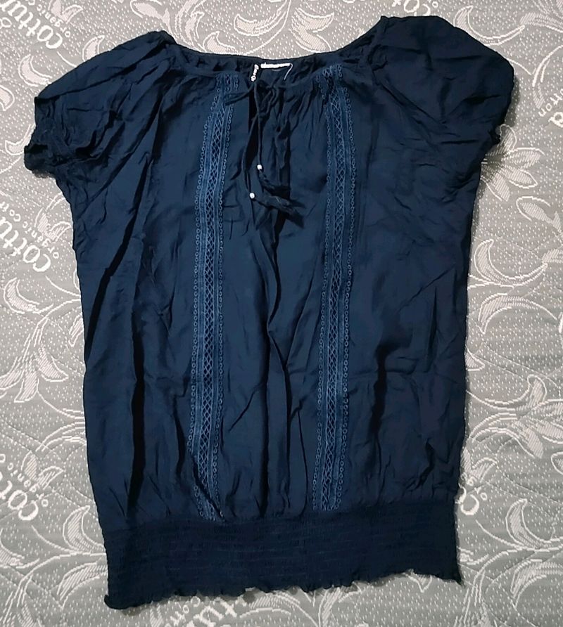 Navy Blue Casual Top