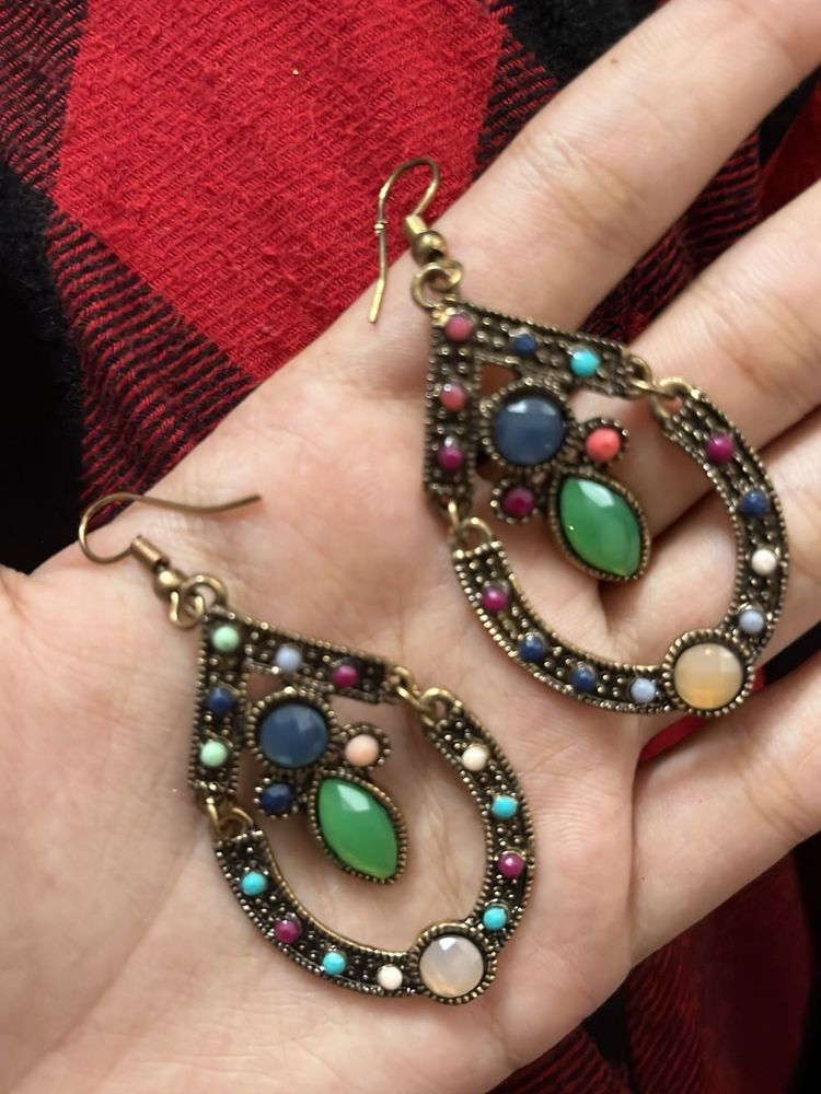 Statement Drop Colourful Earrings (Navratri coded)