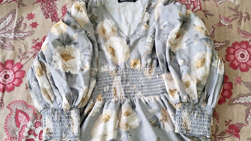 Blue Floral Blouse