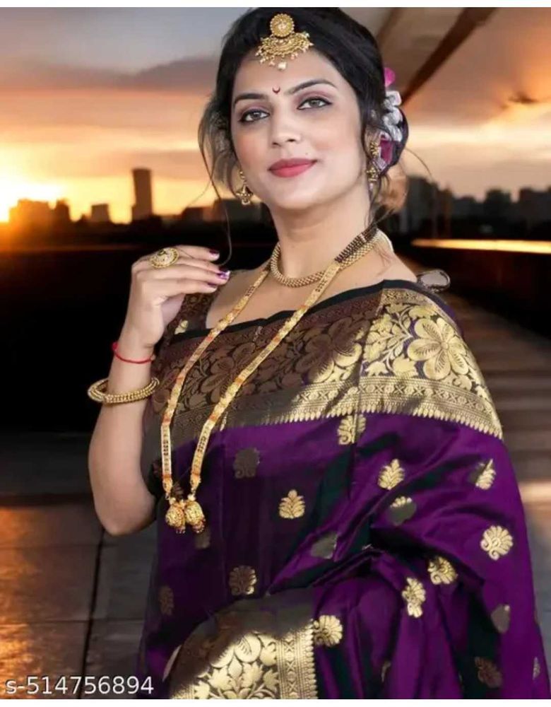 Elegant Purple Banarasi Silk Saree