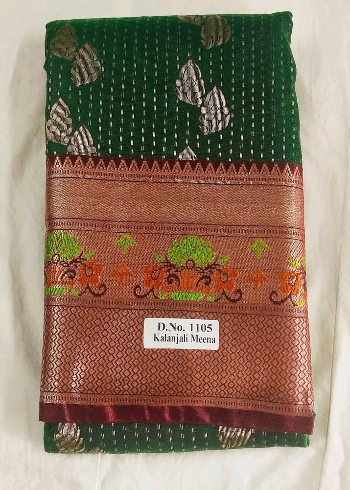 Green Kanjeevaram Pattu Saree Red Pallu