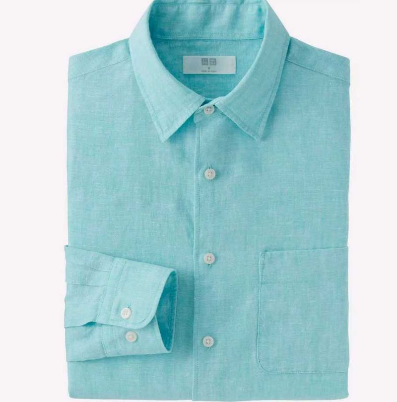 UNIQLO Men&#39;s 100% Premium French Linen Long-Sleeve