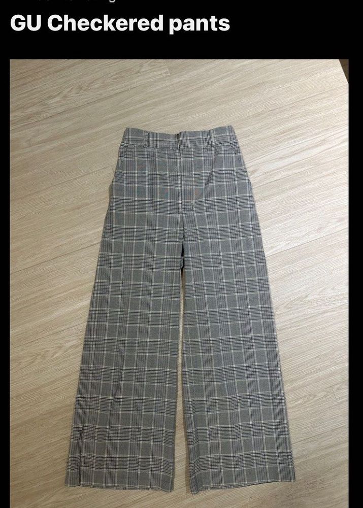 GU Checkered Wide Leg Pants