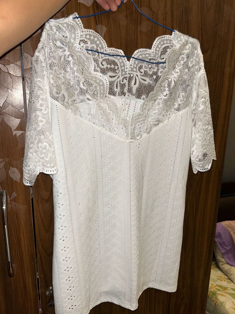 Lace Detail White Top