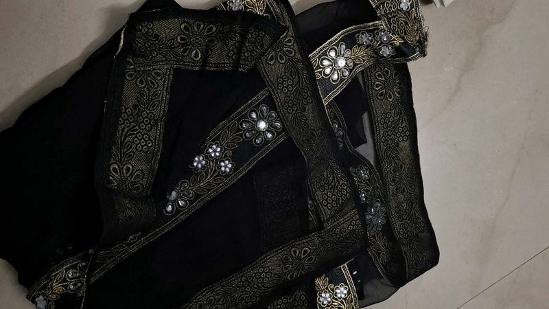 black heavy work dupatta