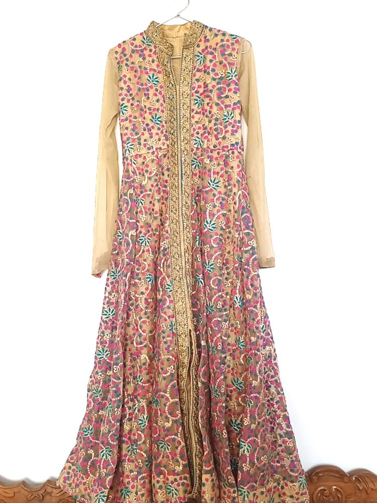 Full Embroidered Anarkali Kurta With Front Slit