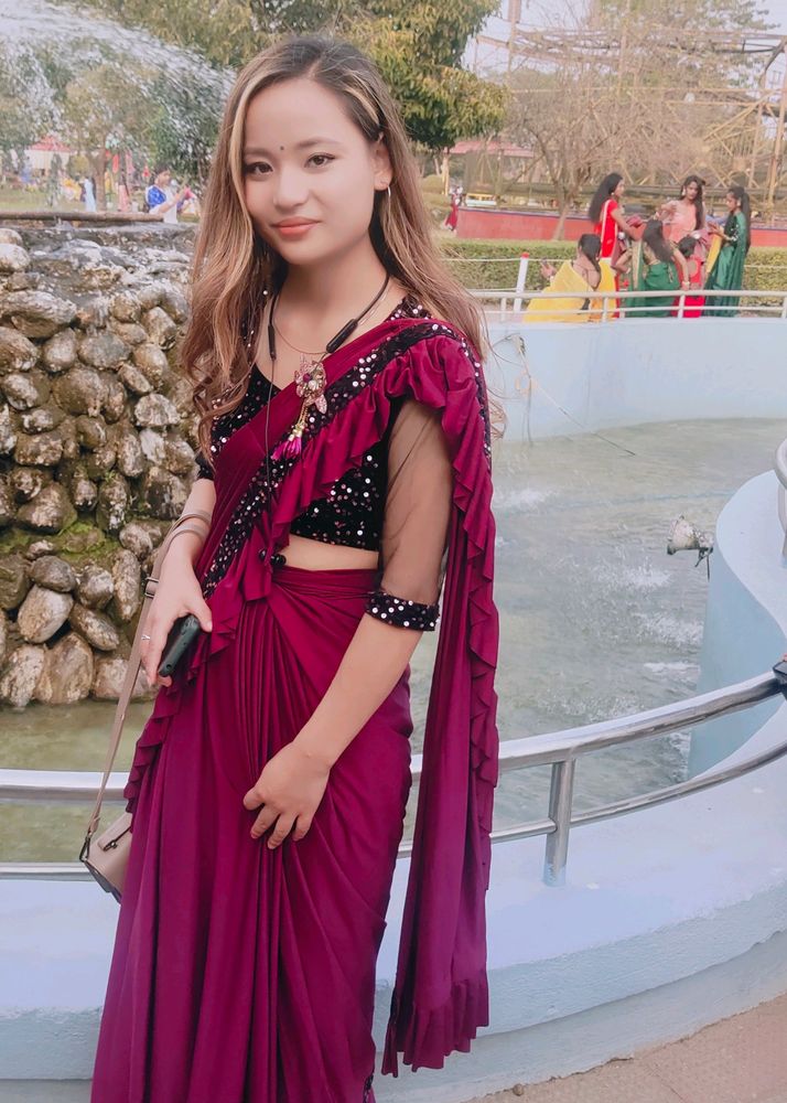 Readymade Saree With Readymade Blouse But Another Colour, Peach Colour...not Used Like Newly
