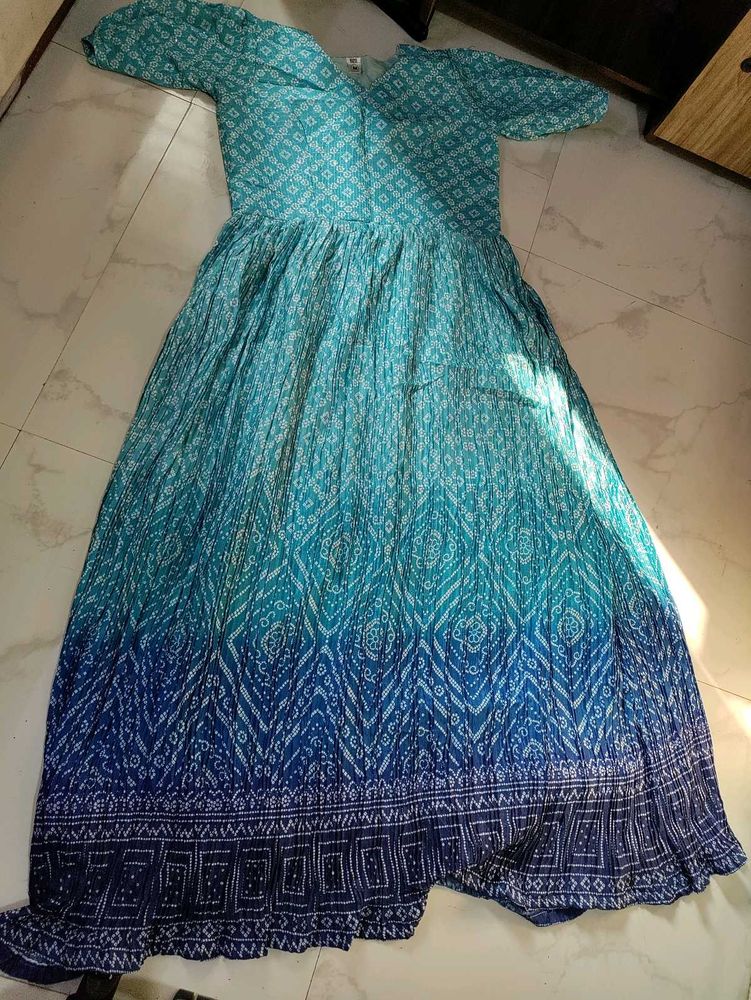 Elegant Blue Printed Dress