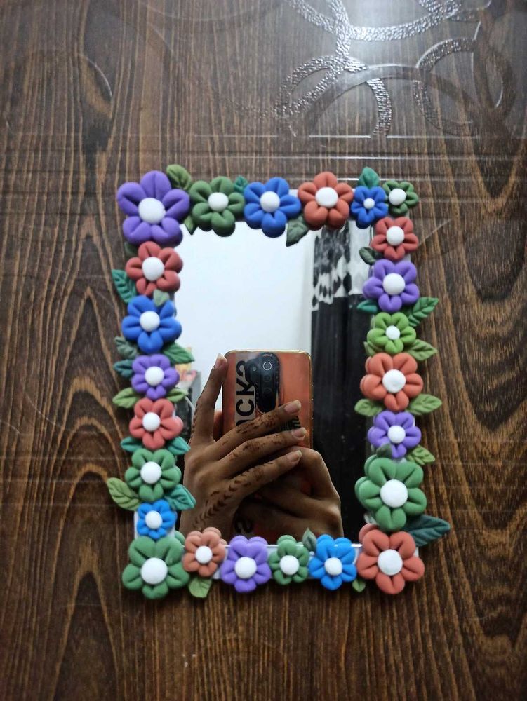 Floral Clay Mirror