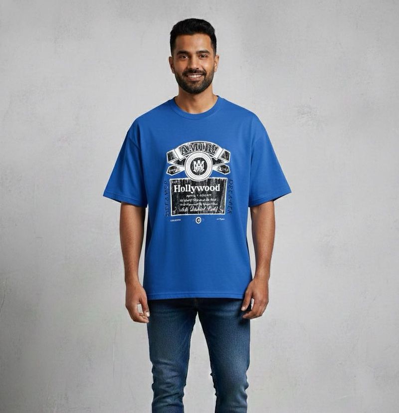 Blue Graphic Print T-shirt- Size XL