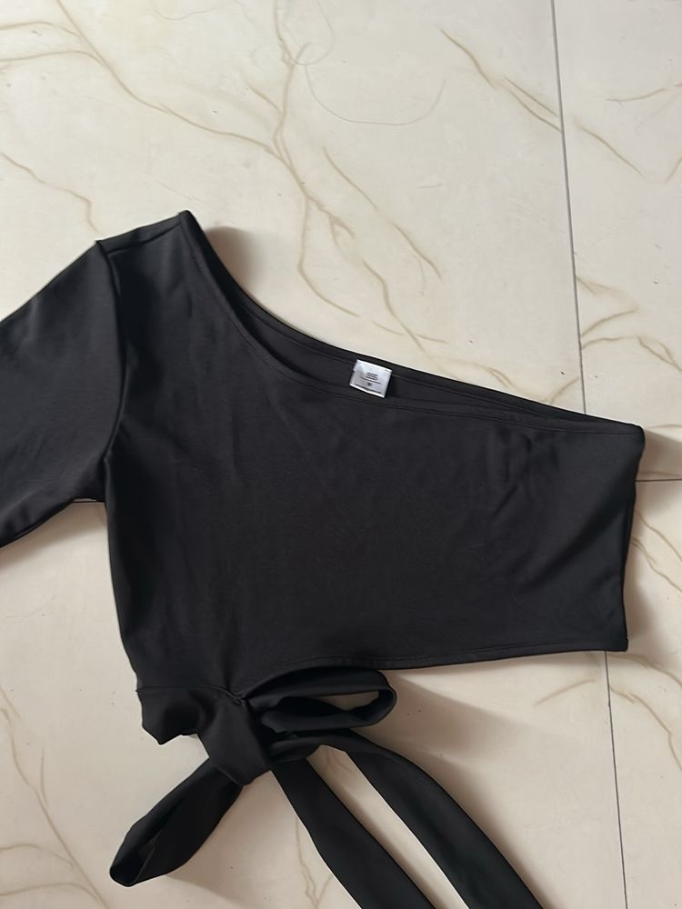 One Shoulder Classy Black Top