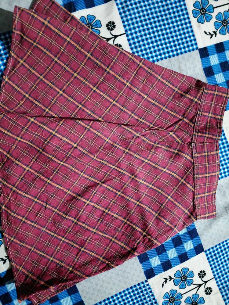 Burgundy Plaid Skirt