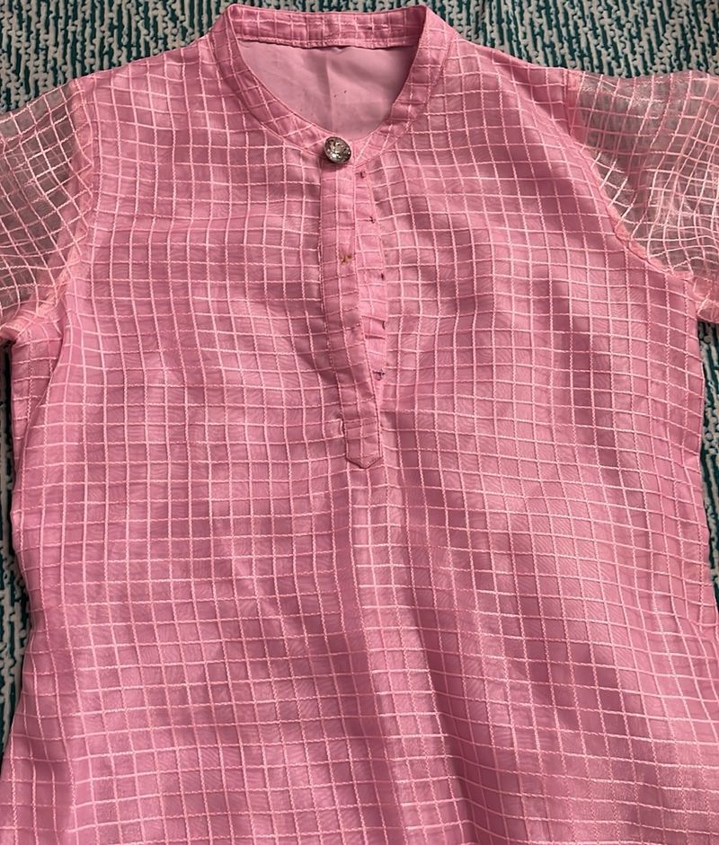 Pink Net Type Kurta