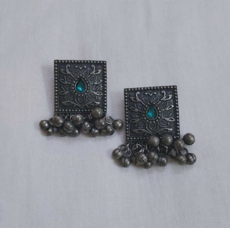 Ethnic Silver Jhumka Earrings
