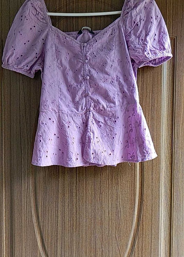 Cute Purple Eyelet Top