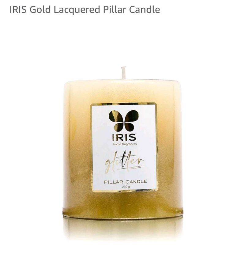 Gold Irish Glitter Pillar candles 260gm Each